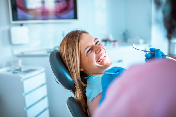 Close up of a young woman having a dentist appointment