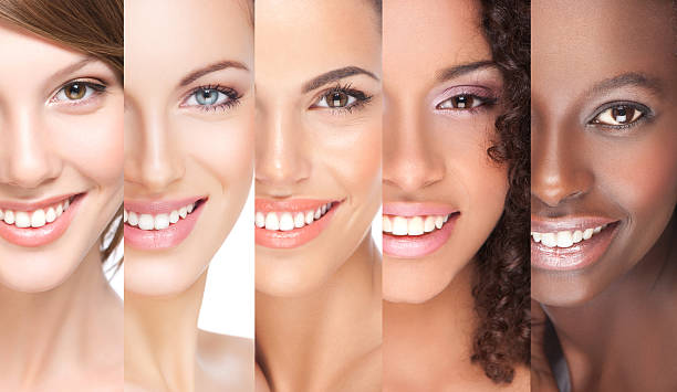 Combination of different smiling women.